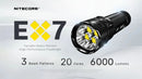 Nitecore EX7 Variable Beam Pattern High Performance Flashlight 可變光形高性能手電筒
