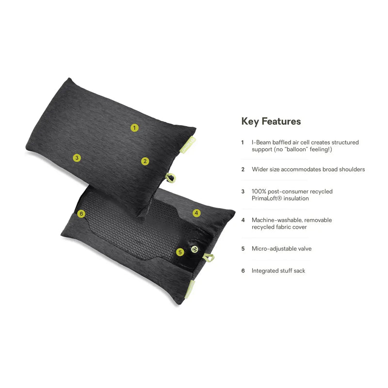 Nemo Fillo™ Elite Wide Ultralight Backpacking Pillow Black Peark/Citron