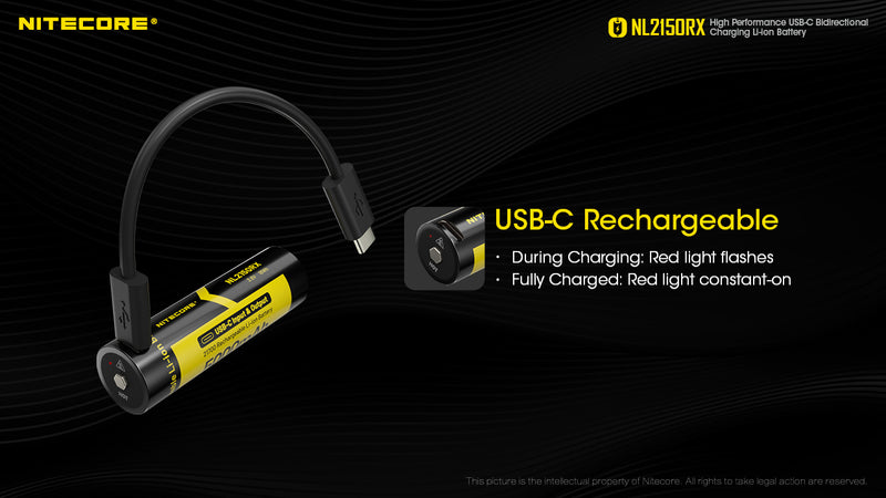 Nitecore NL2150RX USB-C Bidirectional Charging Li-ion Battery