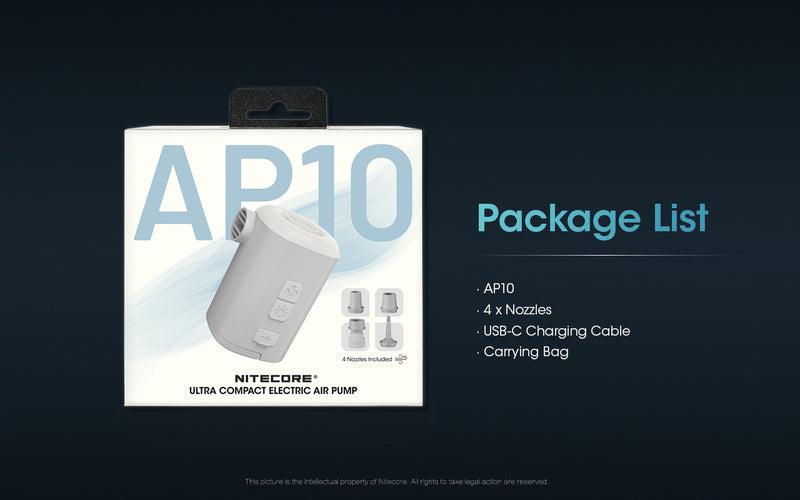 Nitecore AP10 Ultra Compact Electric Air Pump 多功能便攜氣泵