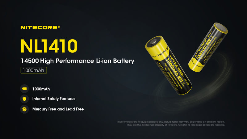 Nitecore NL1410 1000 mAh 14500 High Performance Li-ion Battery 鋰離子充電池