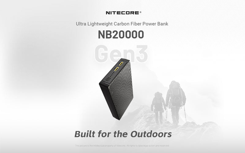 Nitecore NB20000 Gen3 Ultralight Carbon Power Bank 超輕碳纖行動電源(三代)