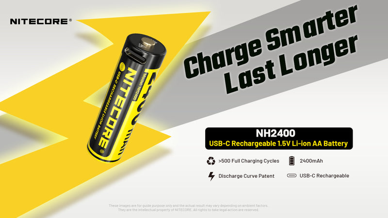 Nitecore NH2400 USB-C Rechargeable 1.5V Li-ion AA Batteries (4 pcs) AA充電池