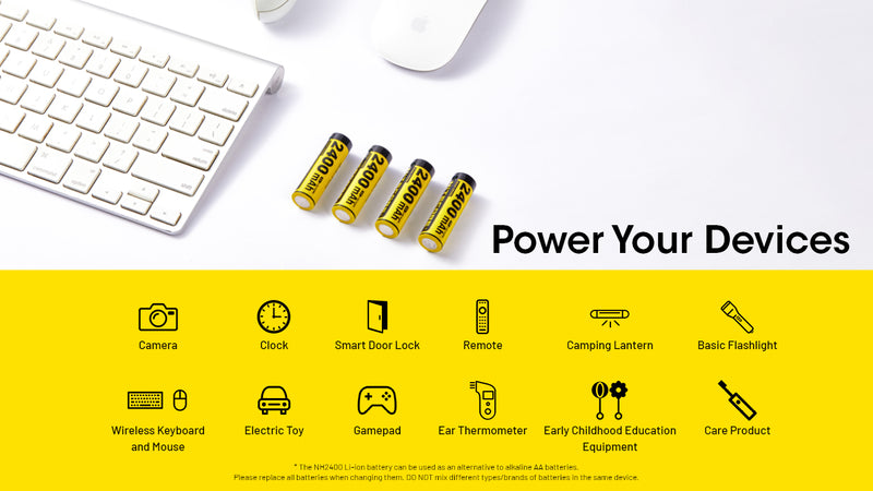 Nitecore NH2400 USB-C Rechargeable 1.5V Li-ion AA Batteries (4 pcs) AA充電池