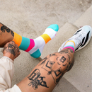 INCYLENCE Bands High-Cut Running Socks Cyan Orange