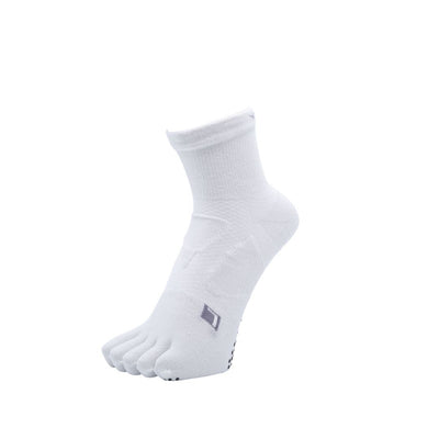 YAMAtune 5 Toe Socks - Middle Length with Anti-Slip Dots 五趾襪 White/White