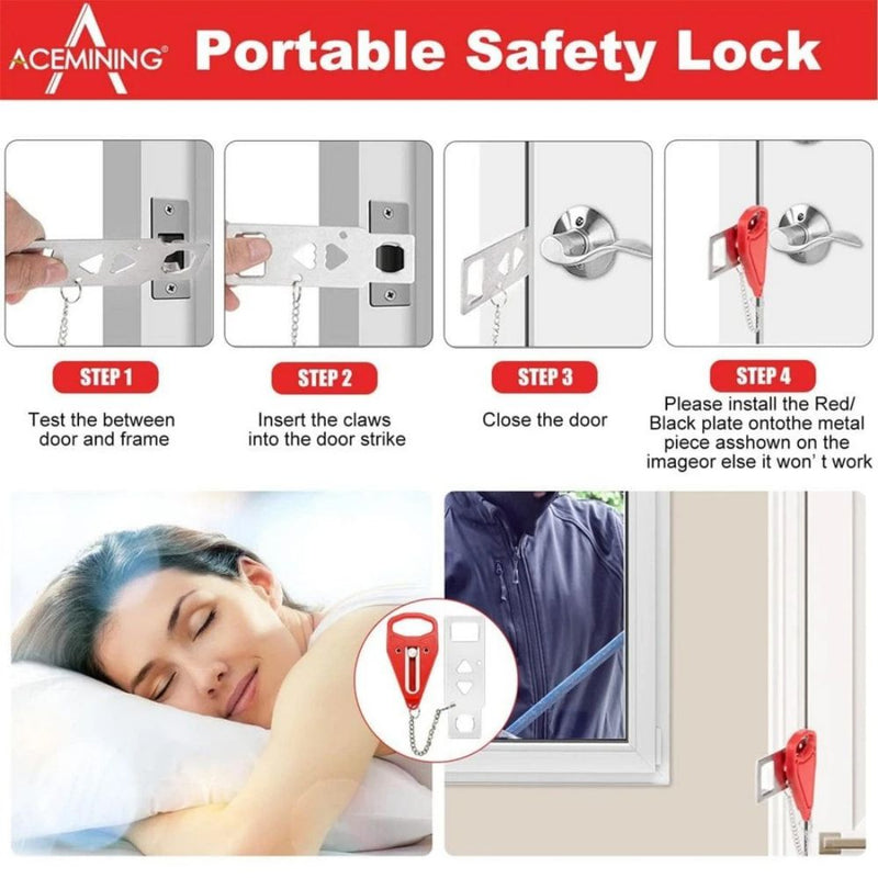 AceMining Portable Door Lock & Door Stop Alarm