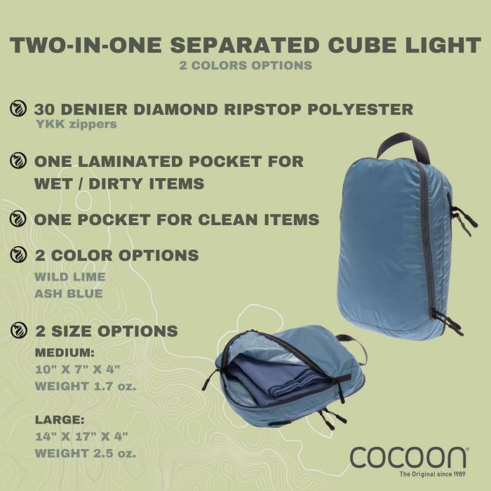 COCOON Two-In-One Separated LIGHT Packing Cube - Medium 超輕量雙面拉鍊收納袋(中)