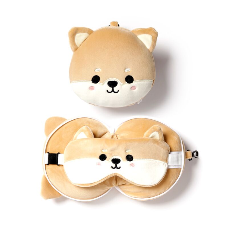 relaxeazzz Travel Pillow & Eye Mask Set Shiba Inu Dog