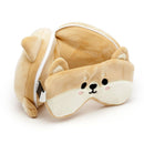 relaxeazzz Travel Pillow & Eye Mask Set Shiba Inu Dog