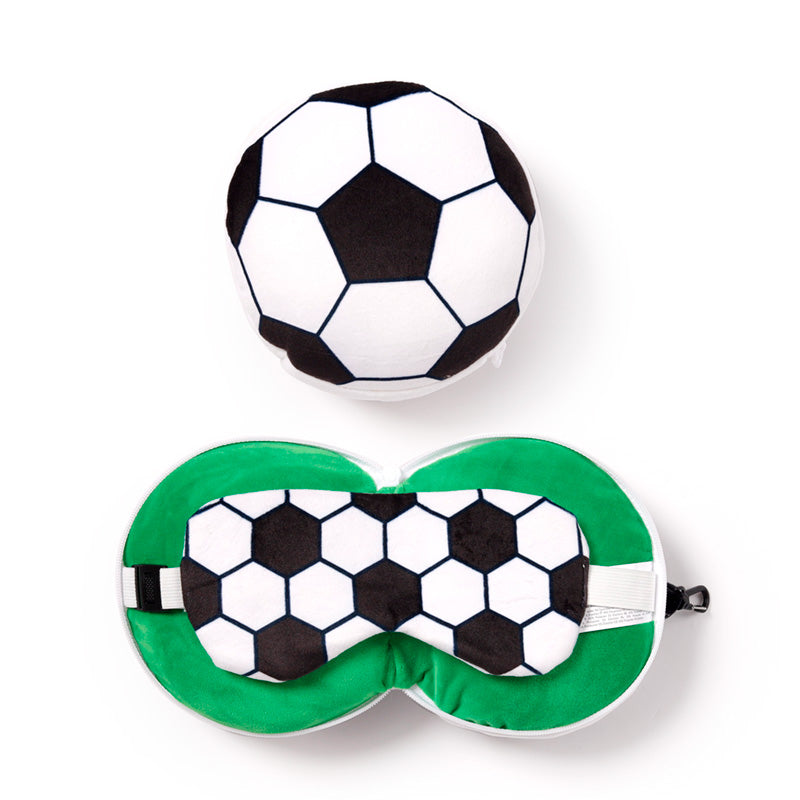 relaxeazzz Travel Pillow & Eye Mask Set Football