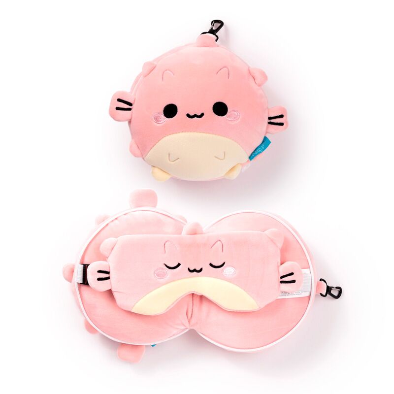 relaxeazzz Travel Pillow & Eye Mask Set Puffer Fish