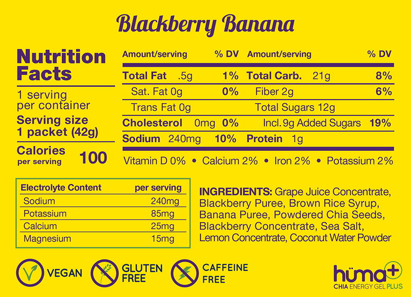 huma Energy Gels - Plus Blackberry Banana