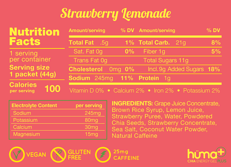 huma Energy Gels - Plus Strawberry Lemonade