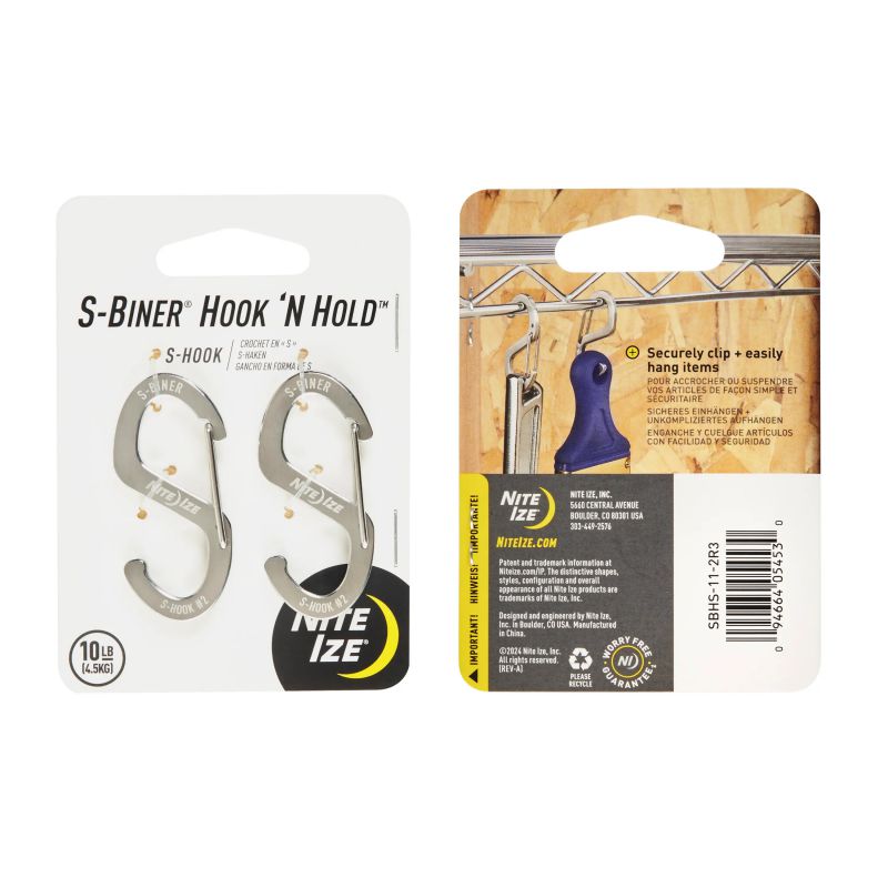 Nite Ize S-Biner® Hook 'N Hold™ S-Hook - Small - 2 Pack 不鏽鋼快開鎖匙鈎 (孖裝)
