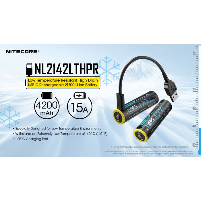 Nitecore 21700耐低溫高放電USB-C充電電池 NL2142LTHPR