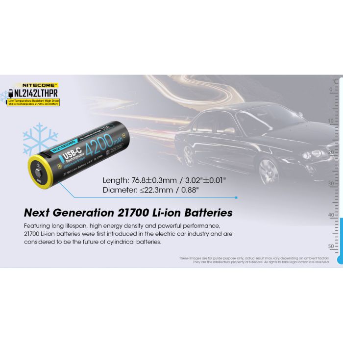 Nitecore 21700耐低溫高放電USB-C充電電池 NL2142LTHPR