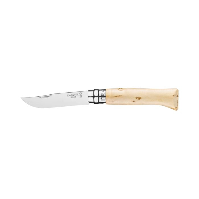 Opinel No. 8 Folding Knife Limited Edition Curly Birch Sampo Handle 8號不鏽鋼尖頭摺刀(捲曲樺木手柄特別版)