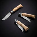 Opinel No. 8 Folding Knife Limited Edition Curly Birch Sampo Handle 8號不鏽鋼尖頭摺刀(捲曲樺木手柄特別版)