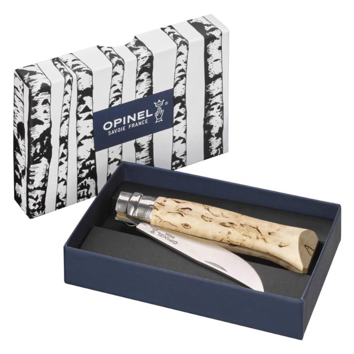 Opinel No. 8 Folding Knife Limited Edition Curly Birch Sampo Handle 8號不鏽鋼尖頭摺刀(捲曲樺木手柄特別版)