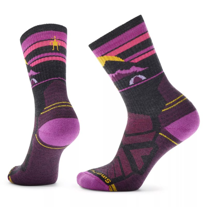 Smartwool Women's Hike Light Cushion Mountain Moon Crew Socks 女裝印花中高筒登山襪 Charcoal