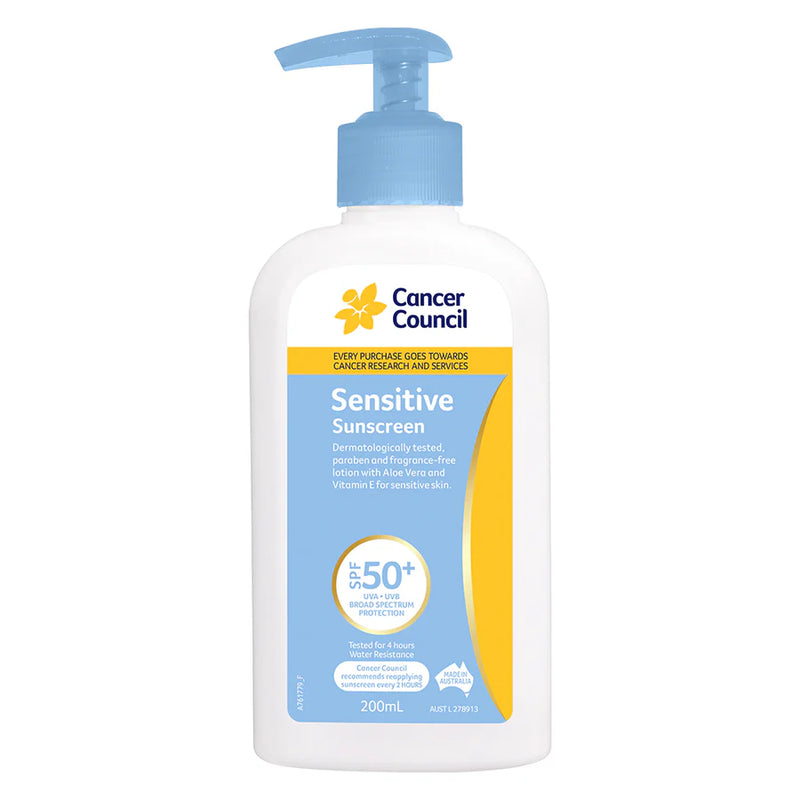 Cancer Council Australia Sensitive Sunscreen SPF50+ 200ml 澳洲防癌協會