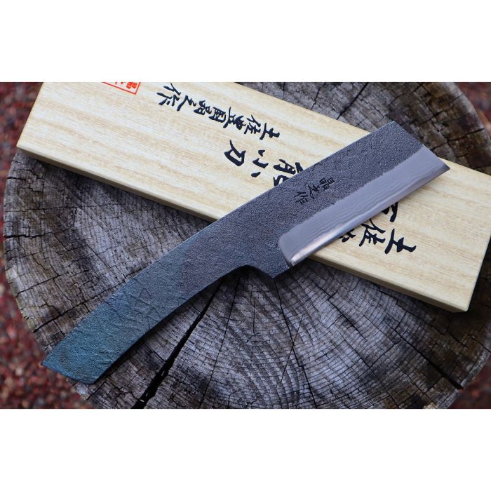 TOYOKUNI KNIFE Black Hammer Damasucus 93mm 手工鍛造大馬士革鋼黑打斧刀