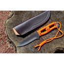 TOYOKUNI KNIFE Full Tang Black Hammer 104mm With Paracord 土佐原白鋼龍骨刀(傘繩刀柄) Orange