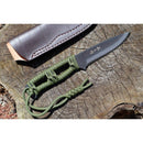 TOYOKUNI KNIFE Full Tang Black Hammer 104mm With Paracord 土佐原白鋼龍骨刀(傘繩刀柄) Green