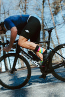 INCYLENCE Strides Ultralight High Cut Running Socks Black Pink Canary