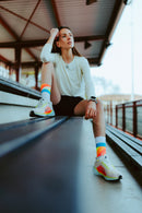 INCYLENCE Strides Ultralight High Cut Running Socks White Blue Inferno