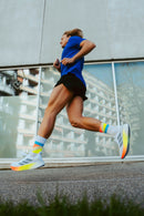 INCYLENCE Strides Ultralight High Cut Running Socks White Blue Inferno