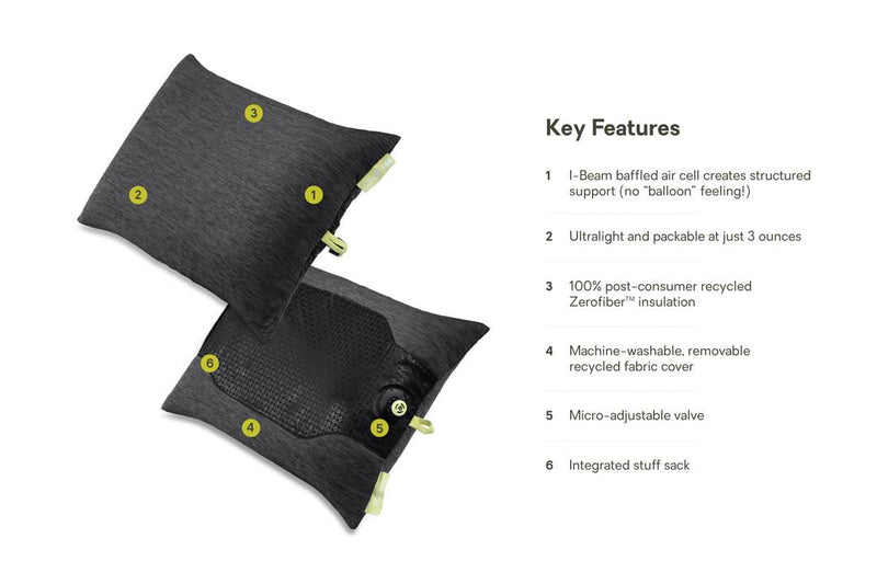 Nemo Fillo™ Elite Ultralight Backpacking Pillow 充氣枕頭 Black Pearl/Citron