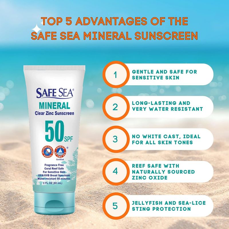 Safe Sea Zinc Oxide Sunscreen SPF50 60ml 防水母螫傷SPF50+物理防曬乳(海洋友善配方)