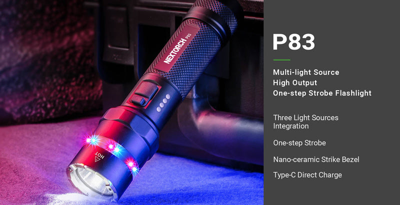 Nextorch P83 紅藍警閃高亮手電筒
