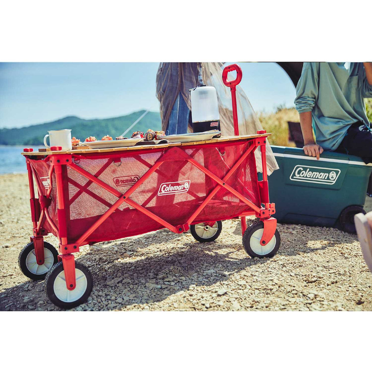 Coleman Outdoor Wagon Wood Roll Table