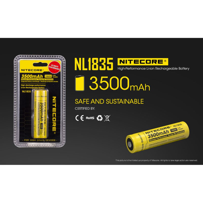 Nitecore NL1835 3500mAh Rechargeable Battery 充電池