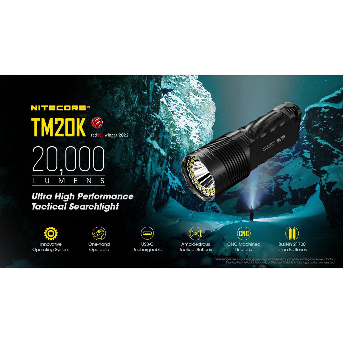 Nitecore TM20K 20,000ルーメン USB-C Nitecore Lanterna LED recarregável TM20K 20.000 lúmens USB-C com