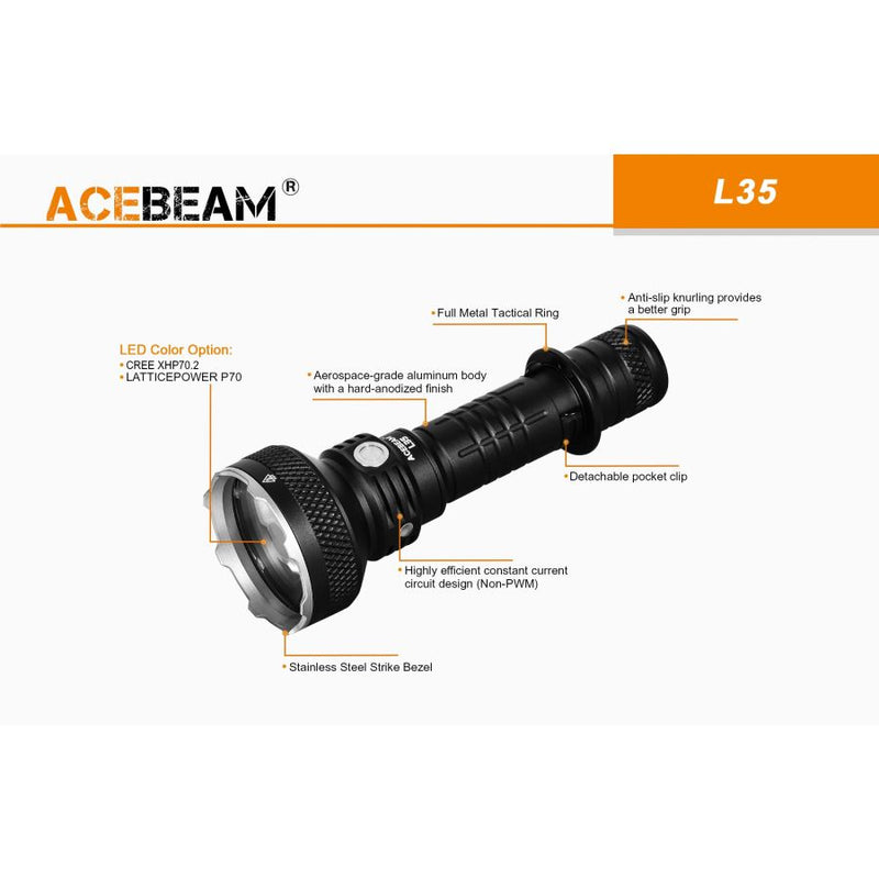 ACEBeam L35 Tactical Flashlight with Battery 高功率戰術手電筒