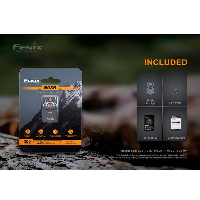 Fenix E03R 260 Lumens Keychain Flashlight USB充電輕便匙扣燈