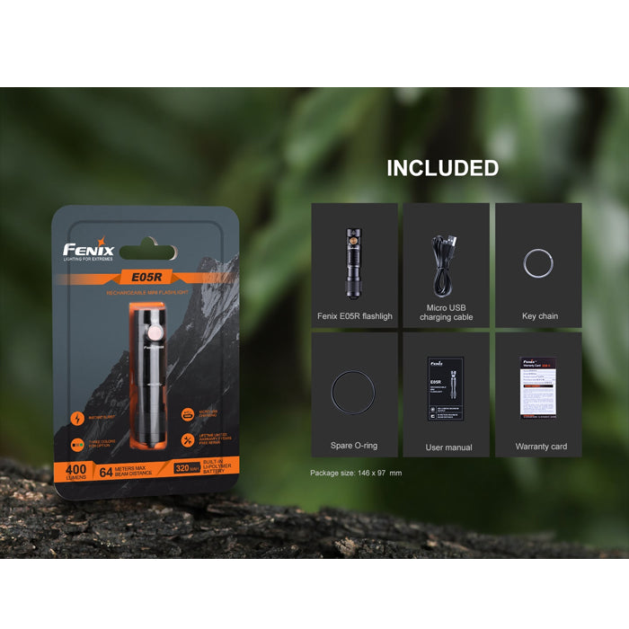 Fenix E05R 400 Lumens Rechargeable Keychain Flashlight