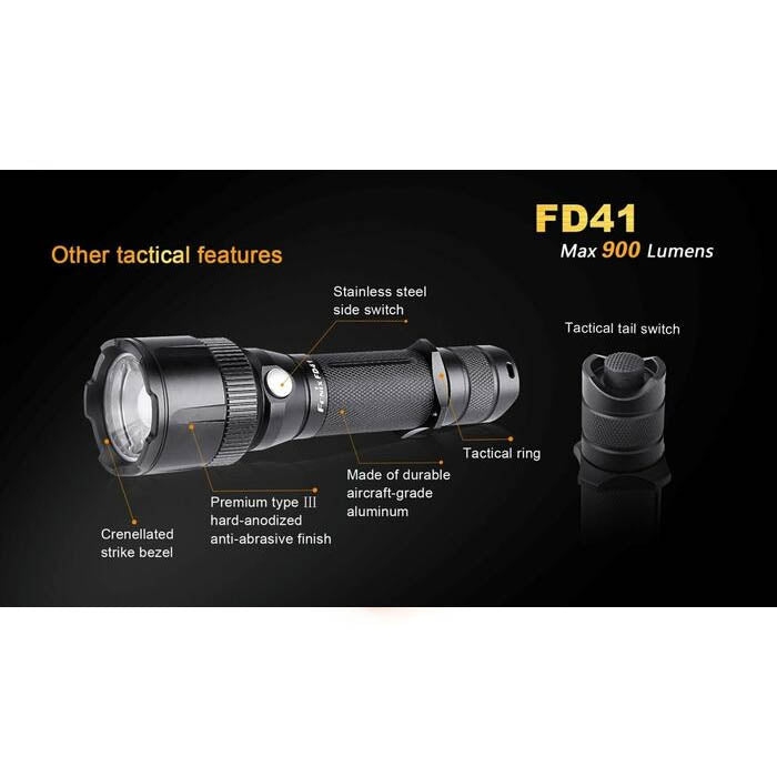 fenix fd41 focusable flashlight Fenix FD41 900 Lumens 360° Rotary Focusing Flashlight