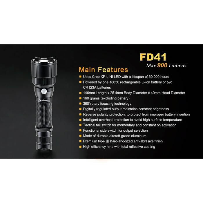 Fenix FD41 900 Lumens 360° Rotary Focusing Flashlight