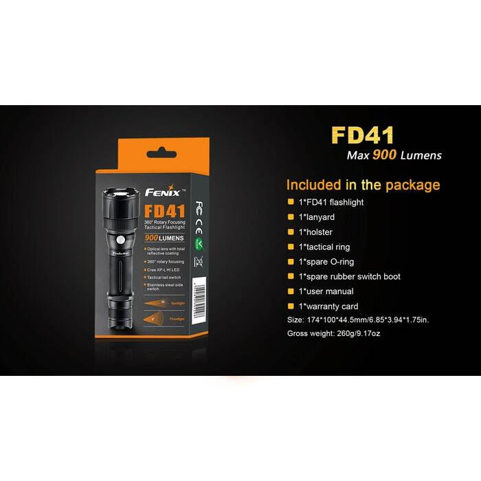 fenix fd41 focus flashlight Fenix FD41 900 Lumens 360° Rotary Focusing Flashlight