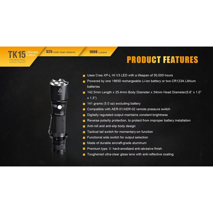 fenix 1000 lumen flashlight ultimate Fenix TK15UE 1000 Lumens Flashlight