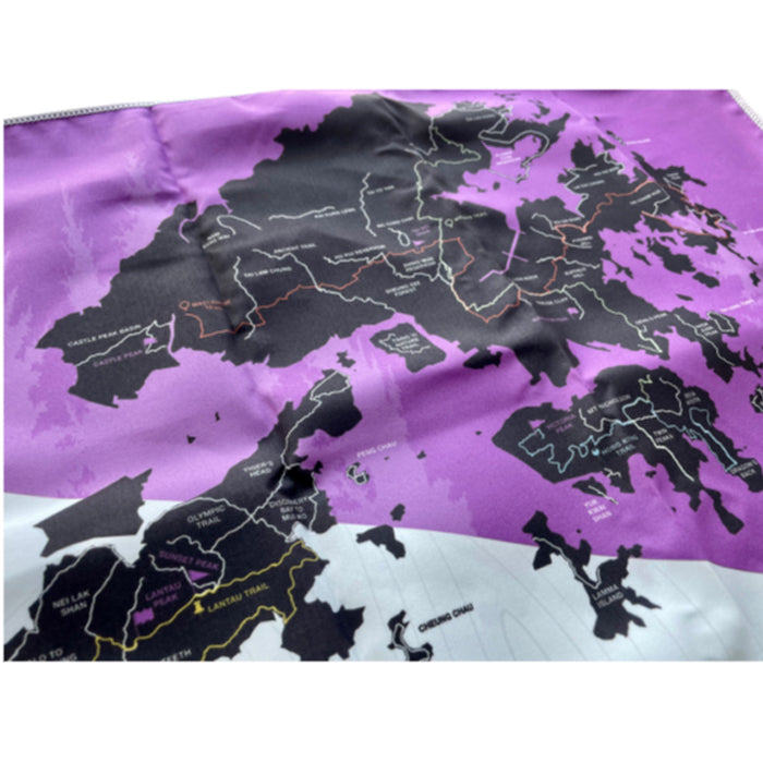 Hong Kong Trail Map Bilingual Hiking Towel Purple