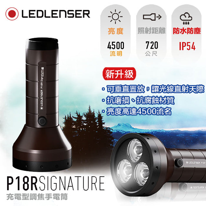 LEDLENSER P18R Signature 專業遠近調焦4500流明磁吸充電手電筒