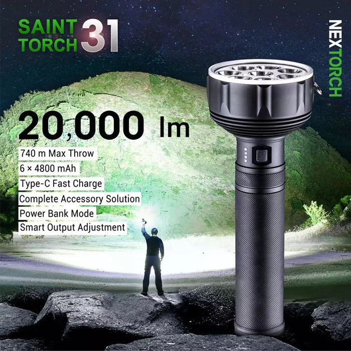 NEXTORCH Saint Torch 31 20000 Lumens USB-C Rechargeable Flashlight