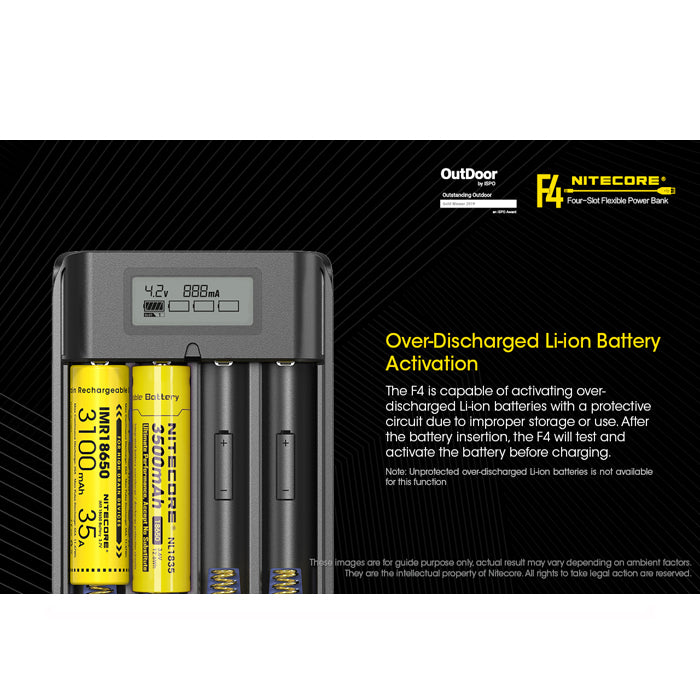 Nitecore F4 Flexible Battery Charger & Power Bank 充電器行動電源