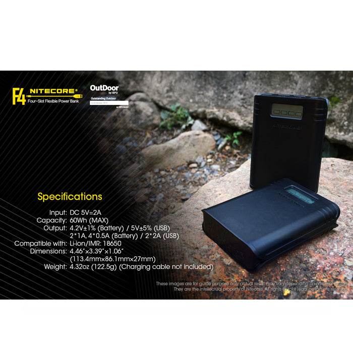 Nitecore F4 Flexible Battery Charger & Power Bank 充電器行動電源